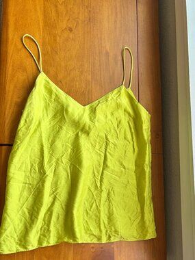 Amanda Uprichard camisole, Neon yellow, silk cami, party top, day glow, petite
